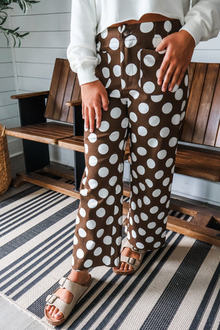 Dotted Line Denim Pants • Chocolate