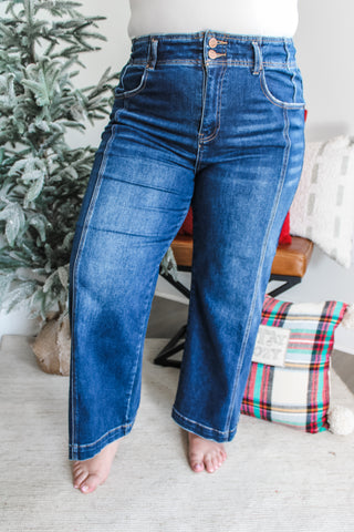 Kaydence Front Seam Wide Leg • Dark Wash - PLUS