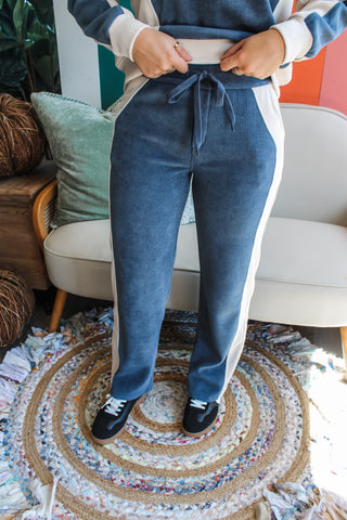 Cozy In Colorblock Pants • Denim Blue
