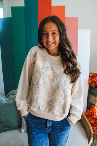 Bloom With Grace Embroidered Pullover • Cream - FINAL SALE