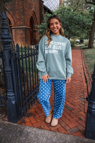 Drink Coffee Mock Neck Sweatshirt • Sage