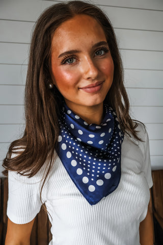 Polka Dot Mix Printed Scarf • Navy
