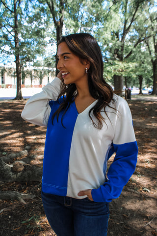 Half Time Side Stripe Top • Blue - FINAL SALE