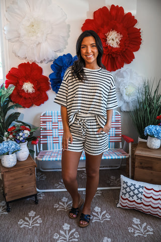 Poolside Party Short Set • Black Stripes