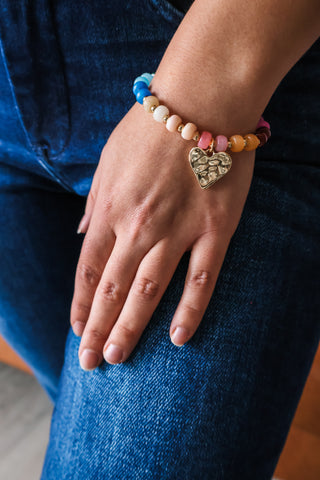 Candy Crush Heart Charm Bracelet • Rainbow