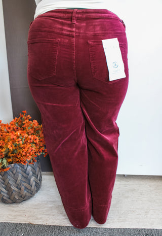 Eloise Corduroy Wide Leg • Wine - PLUS