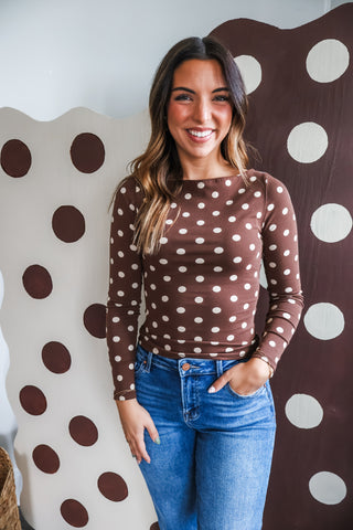Perfectly Dotted Boatneck • Chocolate