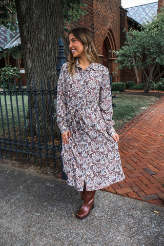 Paisley Perfection Shirtdress • Brown Multi