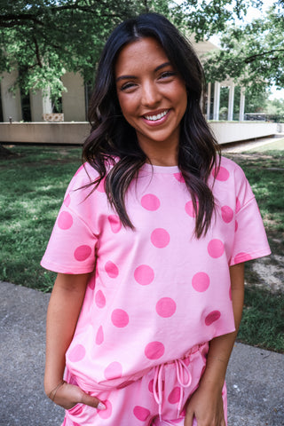 Fun Fest Polka Dot Short Set • Pink