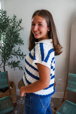 Ballpark Stripes Sweater Polo • Navy