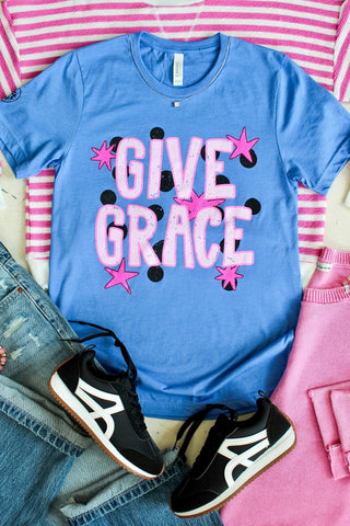 Give Grace Graphic Tee • Heather Blue