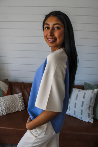 Split Personality Colorblock • Cream/Blue - FINAL SALE