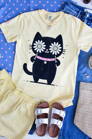 Kitties & Daisies Graphic Tee • Lemon