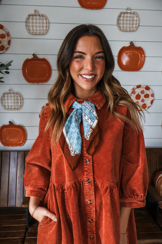 Heritage House Printed Scarf • Blue