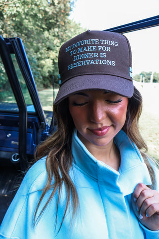 Favorite Thing To Make Trucker Hat • Brown/Blue