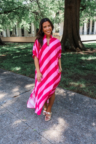 Nantucket Stripes Pocket Dress • Pink
