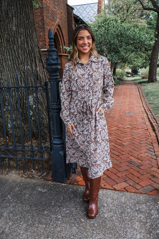 Paisley Perfection Shirtdress • Brown Multi