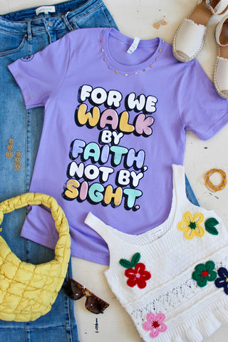 For We Walk By Faith Graphic Tee • Purple - FINAL SALE