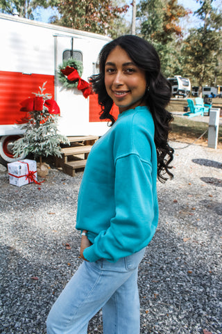 Blazing Bright Pullover • Bright Teal