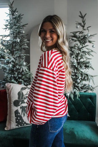 Playful Stripes Pullover • Red/White