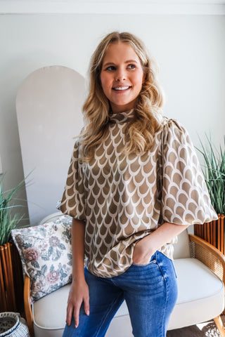 Fall Frenzy 1 • Taupe Satin Bow Blouse - FINAL SALE