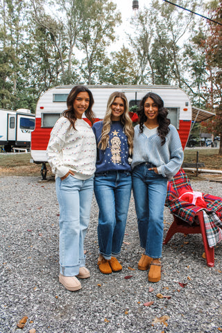 Twinkling Lights Goldendoodle Graphic Sweatshirt • Heather Navy