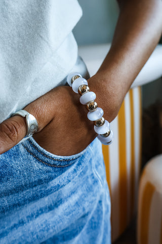 Tiki Time Bead Bracelet • White