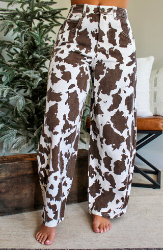 Darby Cow Print Barrel Leg