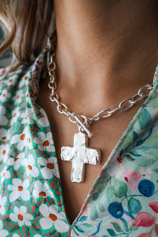 Walk By Faith Cross Necklace • Silver