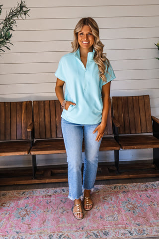 Perfect Balance Half Zip • Aqua