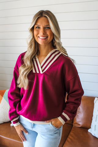 Fall Forward Polo Pullover • Wine