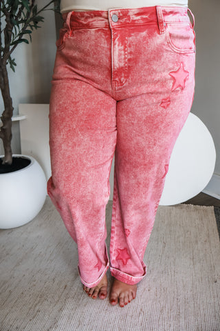 Gigi Star Print Boyfriend Jean • Taffy - PLUS
