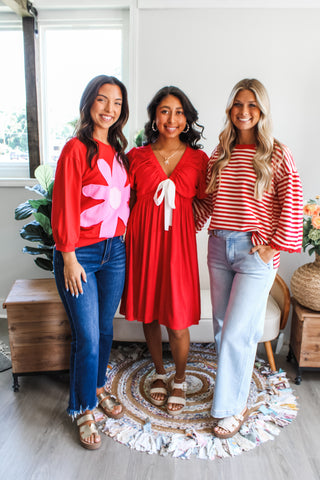 Picking Daisies Flower Patch Top • Red