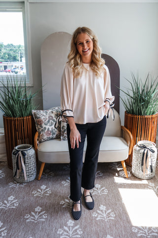 Fall Frenzy 3 • Champagne Bow Sleeve Blouse - FINAL SALE