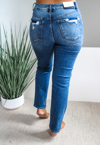 Elena High Rise Straight • Dark Wash