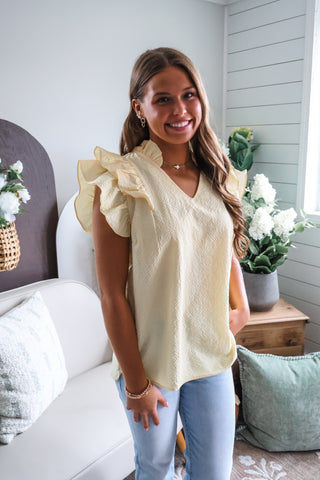 Refined Ruffles Textured Top • Yellow - FINAL SALE