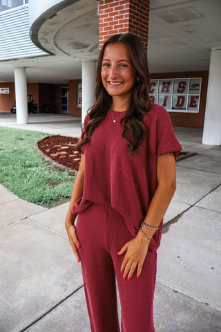 Daily Downtime Pant Set • Maroon