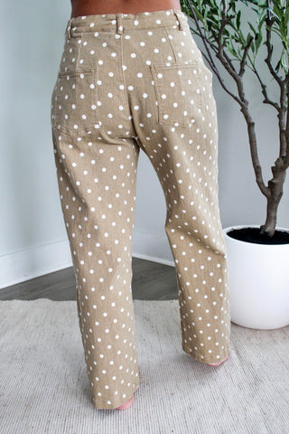 Ophelia Polka Dot Denim Pants • Tan