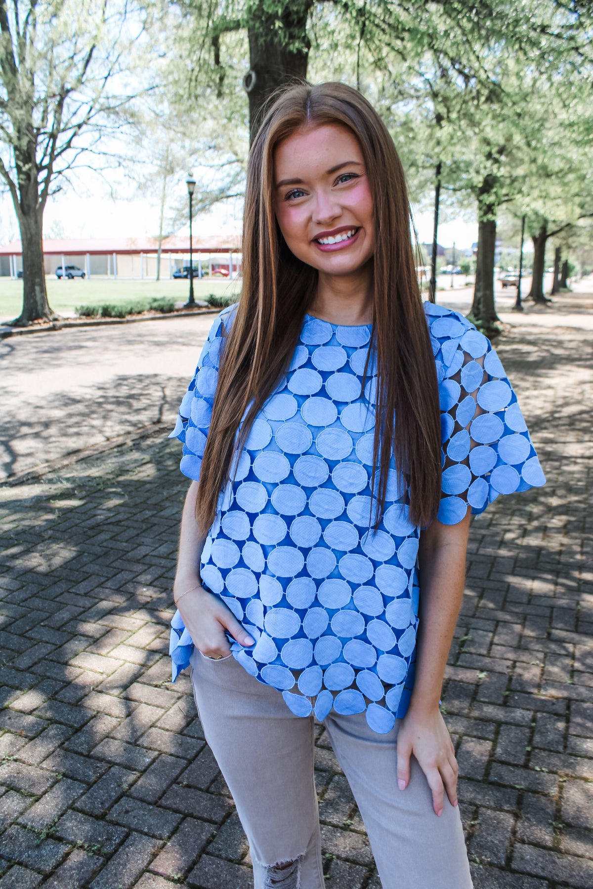Full Circle Lace Top • Steel Blue