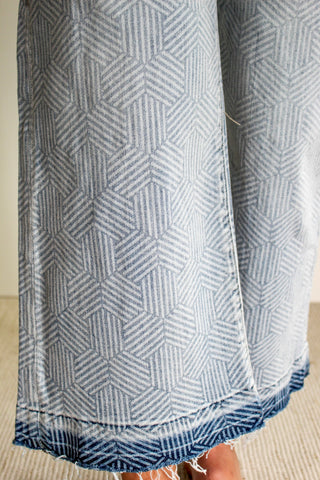 Cora Printed Wide Leg | Tummy Control • Light Wash