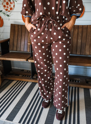 Playful Personality Dotted Pant Set • Brown