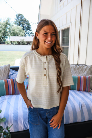 Harbor Line Henley • Yellow Stripe