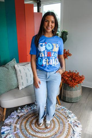 God Is In The Details Graphic Tee • Heather Blue