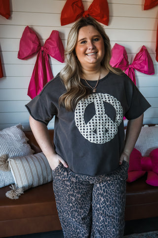 Peace Out Patchwork Top • Storm Grey - PLUS