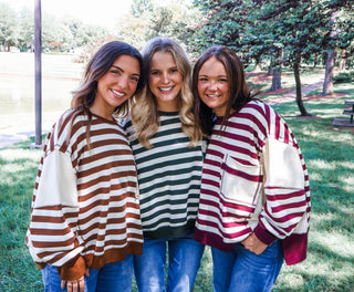Seeing Stripes Oversized Pullover • Brown
