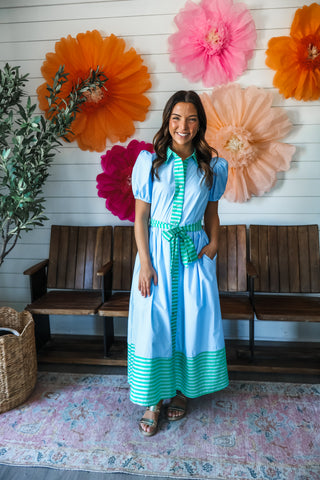 Block Party Shirtdress • Blue/Green