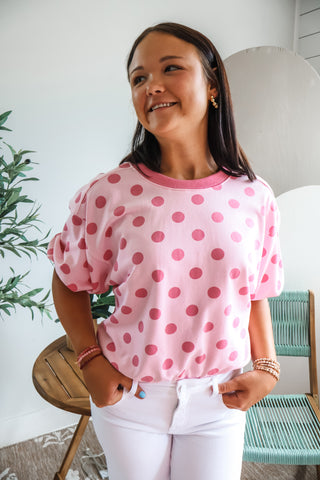Poppy Polka Dot Pullover • Pink