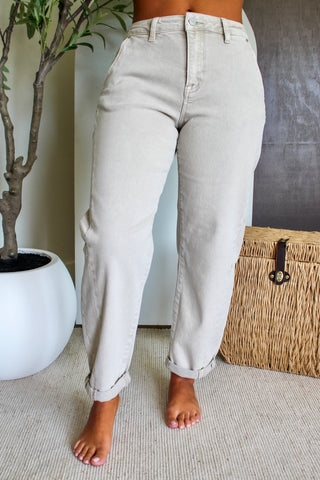 West High Rise Barrel Jean • Almond