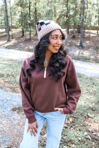 Checkered Cutie Beanie • Black/Mocha