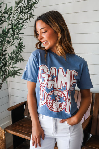 Game Day Baseball Graphic Tee • Denim